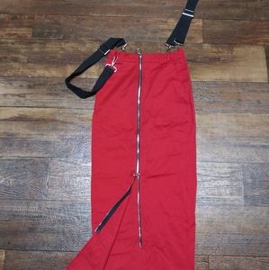 Fashion Nova Red Pencil Skirt w/Suspenders